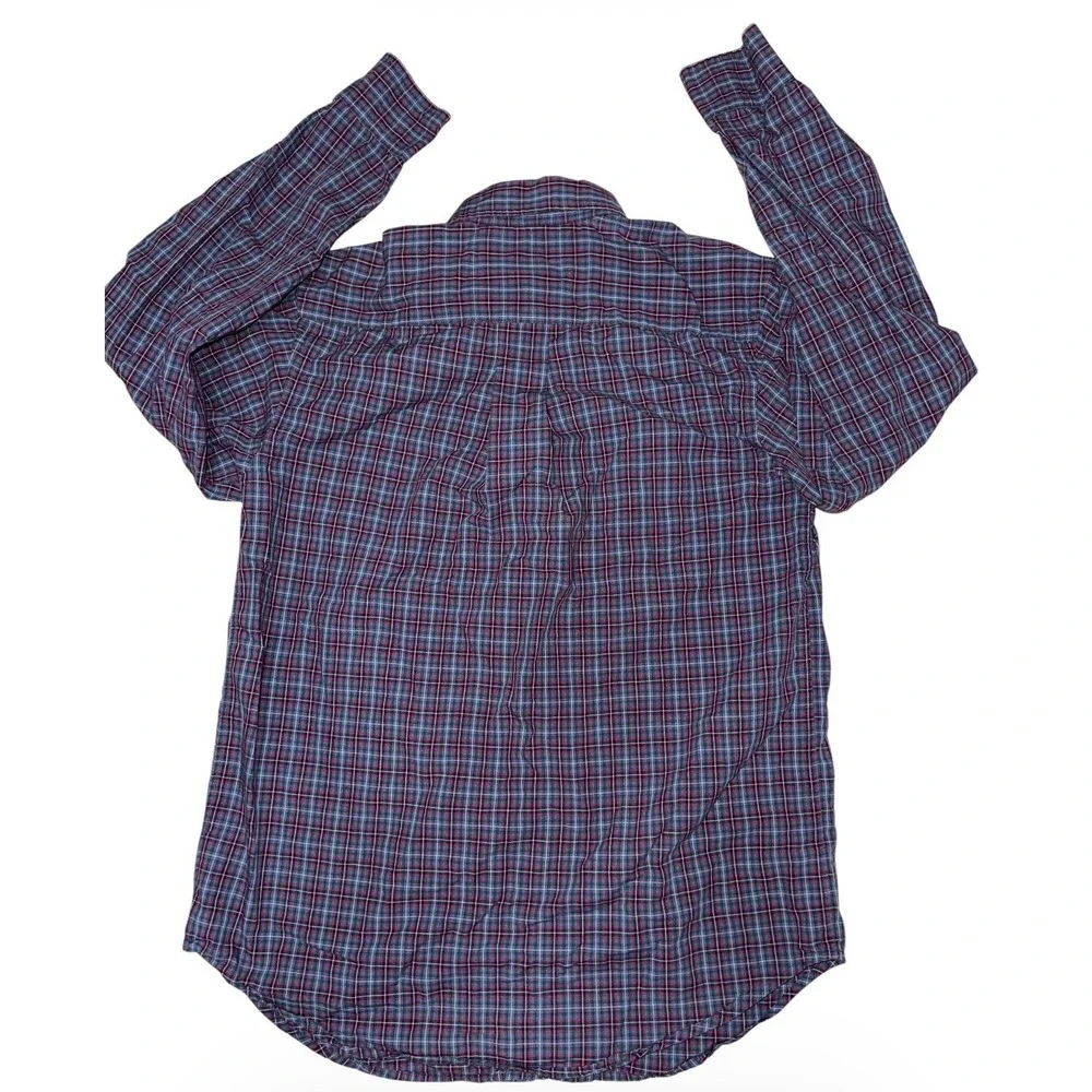 Ralph‎ Lauren Boys Button‑Down Shirt – Size 14/16 – Plaid – Red/Blue